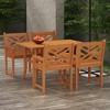 Outsunny Outdoor Patio Dining Set, 4 Seater Wood Dining Table and Chairs for Backyard, Conservatory, Garden, Poolside, Deck, Teak - 3 of 4