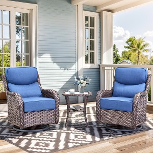 Outdoor Swivel Rocker Chair with 6 Inch Thick Cushion 2 in 1 Porch Glider Swivel Chair - Wicker Patio Furniture Patio Swivel Glider Seating - 1 of 4