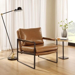HOMLUX Faux Leather Lounge Chair with Black Metal Frame Modern Accent Chair for Living Room Chair - 1 of 4