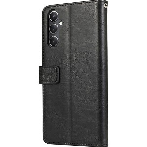 SAHARA - Indy Series Genuine Leather Wallet Case for Samsung Galaxy S23 FE - Black - 1 of 4