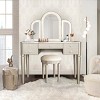 Vanity Set,Mirrored Vanity Table With LED Light And Drawers,Makeup Vanity Table And Cushioned Stool,Vanity Set For Bedroom-Cuddlewood - 2 of 4