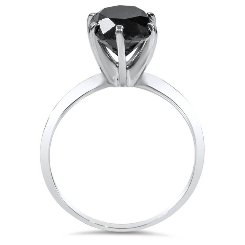 Pompeii3 1ct Black Diamond Solitaire Engagement Ring 14K White Gold, 3 of 5