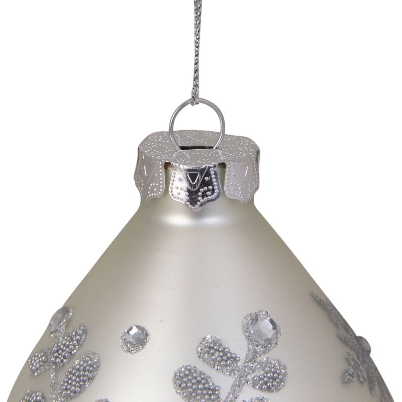 Northlight Matte Silver Glittery Snowflake Glass Christmas Finial Ornament 6", 5 of 6