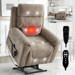 KWPZQEB Dual Motor Infinite Position Recliner Chair, Single Sofa with 8-Point Vibration Massage & Lumbar Heating, Wide Reclining Sofa for Living Room - 1 of 4