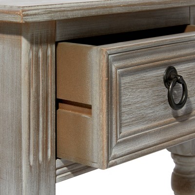 Farmhouse Chic White Wood Accent Table with Storage, 14" x 29"