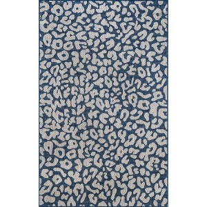 Nuloom Terenia Animal Print 5x8 Indoor/Outdoor Area Rug for Living Room Patio Deck Front Porch Kitchen, Blue/Ivory - 1 of 4