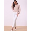INSPIRE CHIC Women's Plaid Tweed Long Sleeve Button Down Work Office Short Jacket - 2 of 4