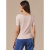 INSPIRE CHIC Women's Short Sleeves Asymmetrical Neck Ruched Going Out Crop Basic Blouses - 3 of 4