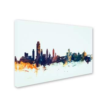 Trademark Fine Art -Michael Tompsett 'Albany New York Skyline Blue' Canvas Art