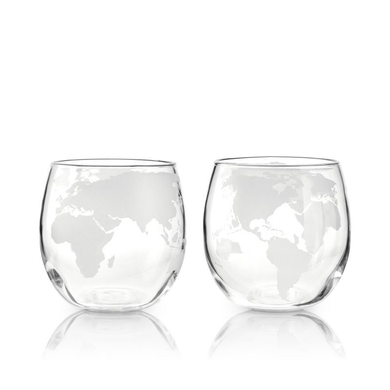 Viski Globe Whiskey Tumblers, Set of 2, Etched Glass Whiskey Enthusiast Gift and Glassware Accessory,  12 oz, 6 of 10