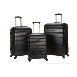 Rockland Melbourne 3pc Expandable ABS Spinner Luggage Set - Black