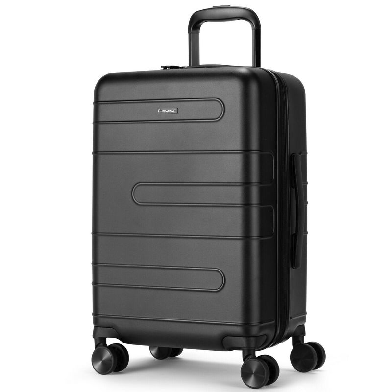 Costway 20''  Luggage Hardside Suitcase w/Spinner Wheel & TSA Lock Black/Silver, 1 of 11