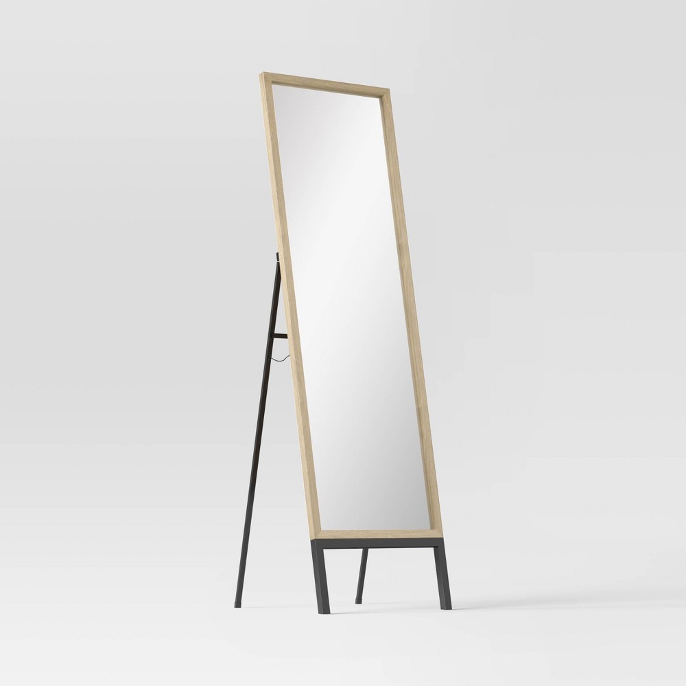 Photos - Wall Mirror 20" x 66" Oak and Metal Modern Floor Mirror Brown - Project 62™