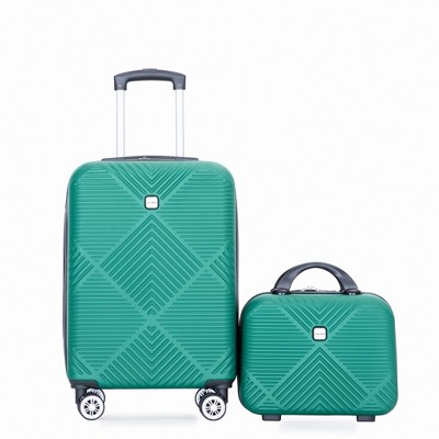 Gulches 2Piece Luggage Sets ABS Lightweight Suitcase , Spinner Wheels,  (20/14) DARK GREEN