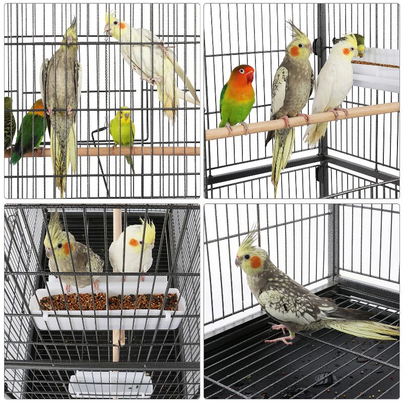 Yaheetech 52"H Rolling Bird Cage Parrot Cage with 3 Perches & Extra Storage Shelf, 4 of 6