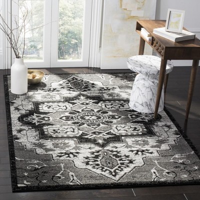 Light Grey and Grey High Pile Medallion Area Rug