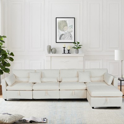 MyDepot Modern Sectional Sofa with Storage Function and 2 Pillows