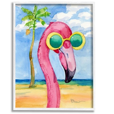 Stupell Industries Looking Good Flamingo Tropical Framed Giclee Art
