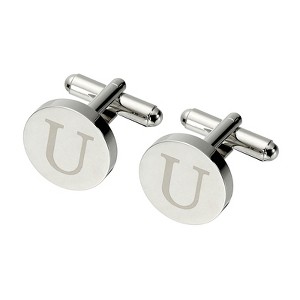 Unique Bargains Alphabet Copper Round Men Cuff Links - 1 of 4