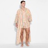 Pride Adult Rainbow Woven Tie-Waist Reversible Robe - Ivory Striped - 3 of 3