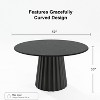 PexFix 52" Wood Round Dining Table Kitchen Table for 4-6 with Arc-Shaped Edge Top & Fluted Tapered Base for Living/Dining Room Coffee Office Black - 4 of 4
