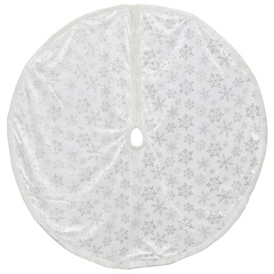 Northlight 48" White and Silver Trimmed Glitter Snowflake Christmas Tree Skirt