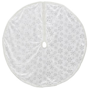 Northlight 48" Silver and White Snowflakes Christmas Tree Skirt - 1 of 3