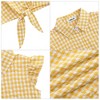 Girls Tie Front Knot Tops with Ruffle Sleeve Plaid Tops Tie Front Blouse Short Sleeve Button Down Shirts for Toddler Girls - 4 of 4