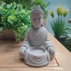 Set of 2 Kante Composite Sitting Buddha Statues Tealight Candle Holders Gray - Rosemead Home & Garden, Inc. - 2 of 4