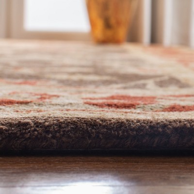 Handmade Round Olive and Rust Wool Tufted Area Rug