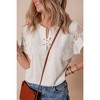 Amaryllis Women’s Lace Sleeve Ribbed Knit Top Lace-Up Neckline Casual Relaxed Fit Lightweight Versatile - 2 of 4