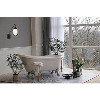 Kace Black and Frosted White Glass Wall Sconce