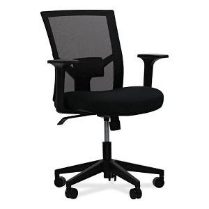 Workspace by Alera Mesh Back Fabric Task Chair, Supports Up to 275 lb, 17.32" to 21.1" Seat Height, Black Seat, Black Back - 1 of 4