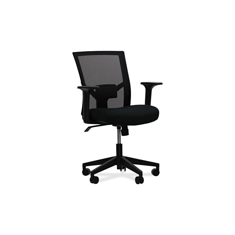 Workspace by Alera Mesh Back Fabric Task Chair, Supports Up to 275 lb, 17.32" to 21.1" Seat Height, Black Seat, Black Back, 1 of 8