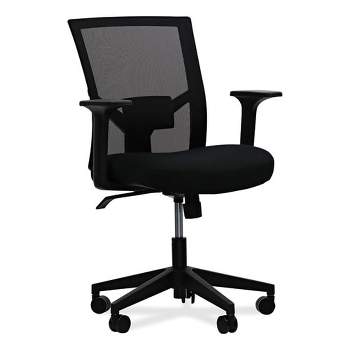 Workspace by Alera Mesh Back Fabric Task Chair, Supports Up to 275 lb, 17.32" to 21.1" Seat Height, Black Seat, Black Back
