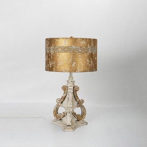 Rustic Vintage Table Lamp with Distressed Finish, 24.80" tall, Gold and White Home Decor Light, 1pc - 1 of 4