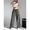Coolmee Women's Plaid Checkered Wide Leg Pants Gingham Drawstring Elastic Waist Pajama Lounge Trousers with Pockets - 3 of 4