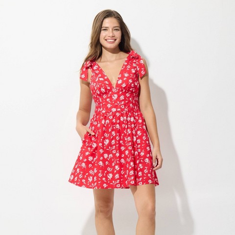 Женские платья Wild Fable Women's Sleeveless Tie Shoulder Mini Dress - Wild Fable™ Red Floral L