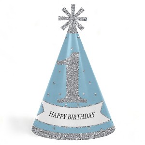 Big Dot of Happiness Onederland - Cone Winter Wonderland Happy Birthday Party Hats for Kids and Adults - Set of 8 (Standard Size) - 1 of 4