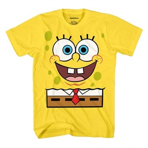 Mens Spongebob Squarepants Classic Shirt - Spongebob, Patrick, Squidward & Mr Krab Big Face T-Shirt - 1 of 4