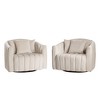 40.3" Velvet Oversized Swivel Barrel Chair and Half Sofa with Pillows - 3 of 4
