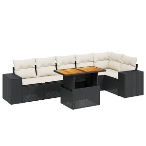 vidaXL Garden Sofa Set Black, Cream White - 1 of 4