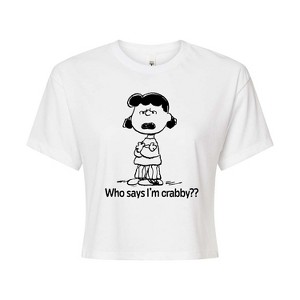 Women's - Peanuts - Who Says Im Crabby Lucy Cropped Graphic T-Shirt - 1 of 4