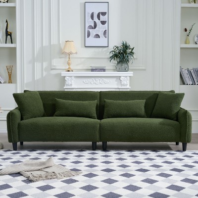 NicBex Couches for Living Room 97� Comfy 2-seat Corner Sofa Teddy Velvet Upholstered Sofa Couch with Deep Seat& 4 Pillows
