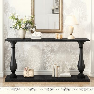 KIGFTSOD Vintage Sofa Table Console Table with Luxurious Pine Veneer and Elegance Vase-Leg Design for Living Room Study Room Entryway Bedroom - 1 of 4
