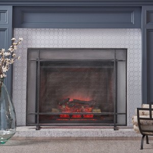 Dorothy Modern Single PanelIron Fire Screen Safety Screen Decorative Scroll Spark Guard Cover-Christopher Knight Home - 1 of 4
