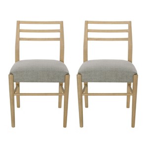 Christopher Knight Home Fescue Fabric Upholstered Wood Dining Chairs (Set of 2) - 1 of 4