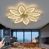 35.4" Flush Mount Ceiling Fan with Dimmable Light and 6-Speed Reversible Motor, Modern Ceiling Light for Bedroom or Living Room–The Pop Home - 3 of 4