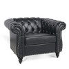 CAVINAS PU Leather Accent Chair with Button Tufted Back and Birch Wooden Legs,Upholstered Living Room Chairs,Reading Chairs for Living Room - 2 of 4
