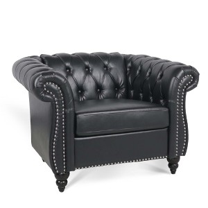 NicBex 38.98 Inch PU 1-Seater Single Sofa with Armrests and Wood Legs for Living Room,Apartment,Bedroom - 1 of 4
